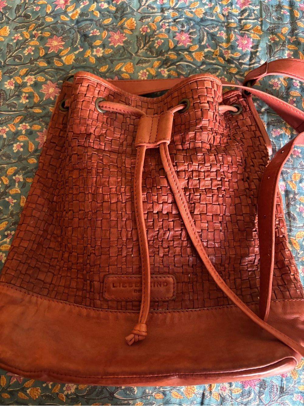 Liebeskind Woven Drawstring Crossbody Bag — Rust
